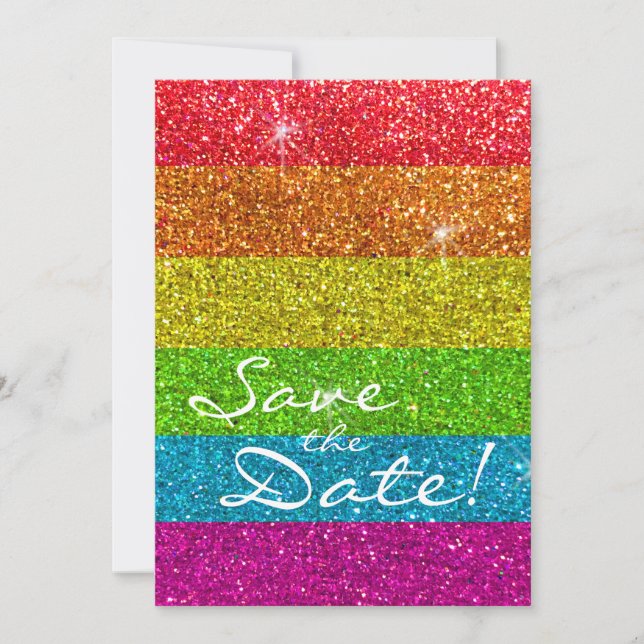 Save The Date Parties scintillant Arc-en-ciel drapeau mariage Ga (Devant)