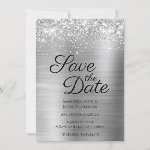 Save The Date Parties scintillant argentée et Ombre Foil