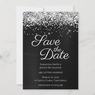Save The Date Parties scintillant argentée noir Ombre Foil