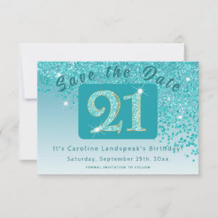 Save The Date Parties scintillant bleu Turquoise brillant pour 2