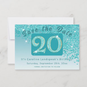 Save The Date Parties scintillant bleu Turquoise brillant pour 2