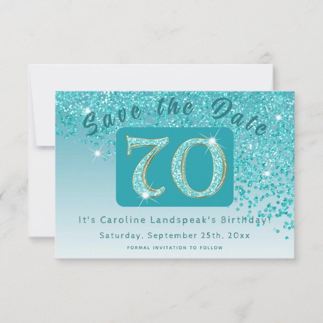 Save The Date Parties scintillant bleu Turquoise brillant pour 7 (Devant)