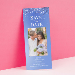 Save The Date Parties scintillant Bleue Élégante Photo Mariage E