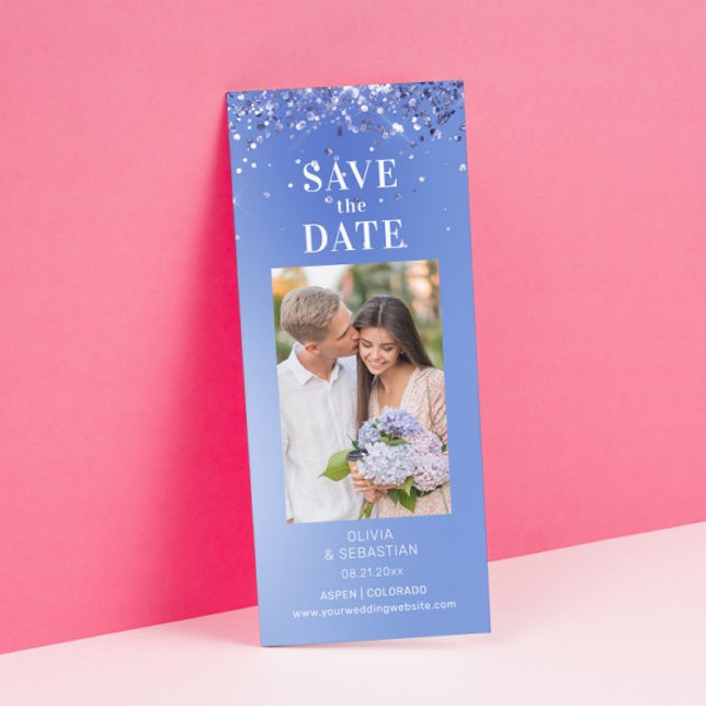 Save The Date Parties scintillant Bleue Élégante Photo Mariage E (Créateur téléchargé)