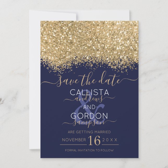 Save The Date Parties scintillant Confetti Mariage de luxe moder (Devant)