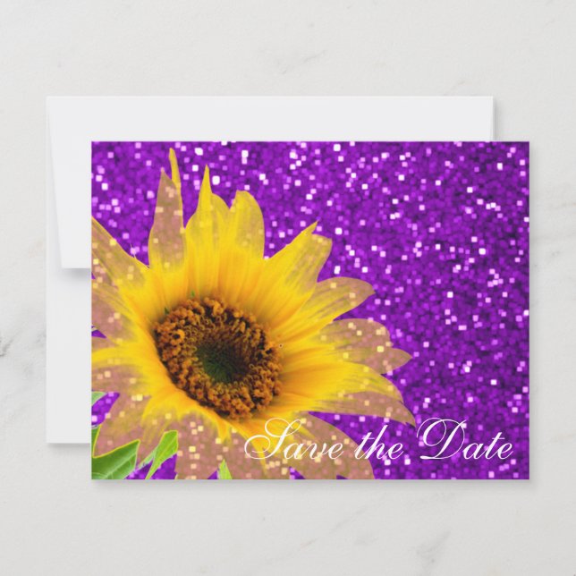 Save The Date Parties scintillant de Mariage de tournesol violet (Devant)