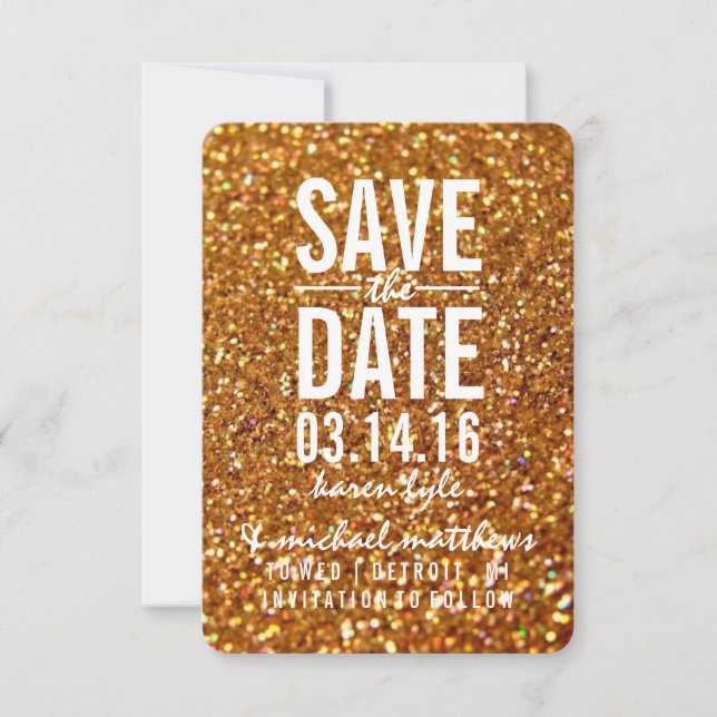 Save the date | Parties scintillant d'or Fab II (Devant)