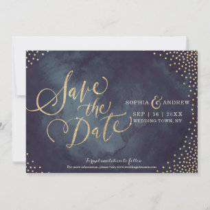 Save The Date Parties scintillant d'or glam moderne calligraphie