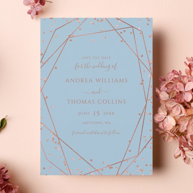 Save The Date Parties scintillant d'or Rose bleu Dusty Mariage g (Créateur téléchargé)