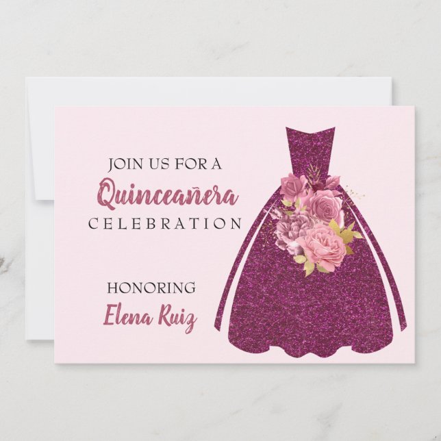 Save The Date Parties scintillant moderne Quinceañera Gown QR Co (Devant)