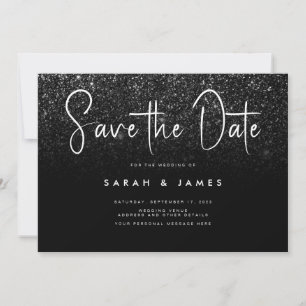Save The Date Parties scintillant noire moderne Mariage chic Enr