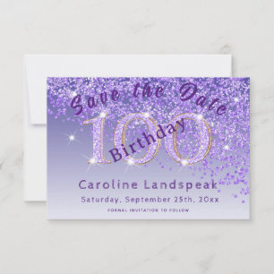 Save The Date Parties scintillant pourpre en chute pour 100e ann