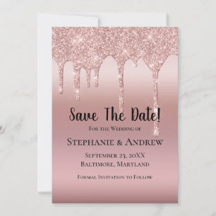 Save The Date Parties scintillant rose à goutte d'or Blush Pink 