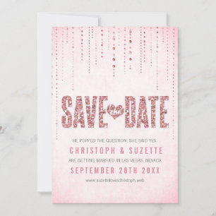Save The Date Parties scintillant rose Look Enregistrer la date