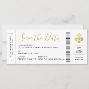 Save The Date Pass D'Embarquement Du Mariage De La Nouvelle-Orlé