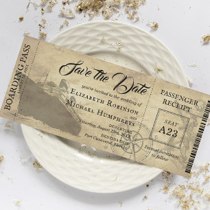 Save The Date Passe d'embarquement de croisière vintage   Enregi