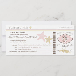 Save The Date Passe d'embarquement Mariage St. Thomas