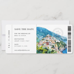 Save The Date Passe d'embarquement Positano Amalfi Mariage de la
