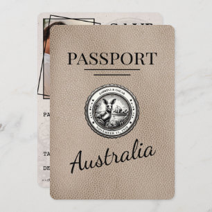 Save The Date Passeport Australie Beige Enregistrer La Date