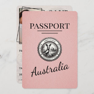 Save The Date Passeport Australie Rose Enregistrer La Date