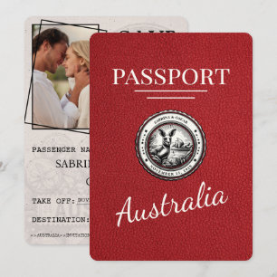 Save The Date Passeport Australien Rouge Enregistrer La Date