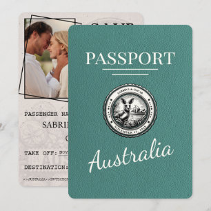 Save The Date Passeport Australien Turquoise Enregistrer La Date