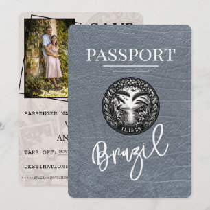 Save The Date Passeport Brésil Argent Enregistrer La Date