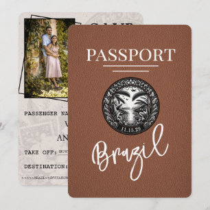 Save The Date Passeport Brésil Brown Enregistrer La Date