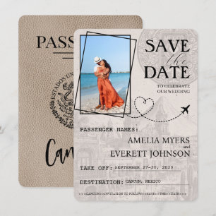 Save The Date Passeport Cancun Beige Enregistrer La Date