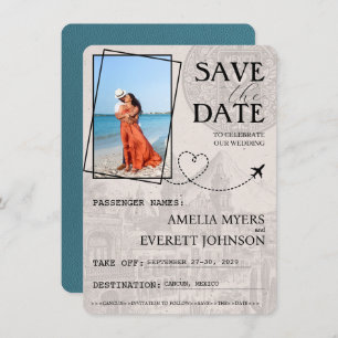 Save The Date Passeport Cancun turquoise Enregistrer La Date