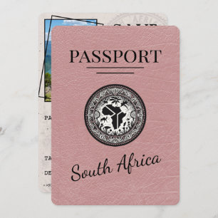Save The Date Passeport d'Afrique du Sud Rose Dusty