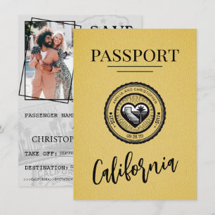 Save The Date Passeport De Californie Jaune Enregistrer La Date