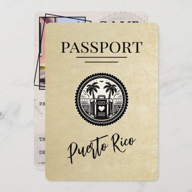 Save The Date Passeport de Champagne Porto Rico (Devant / Derrière)