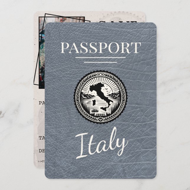 Save The Date Passeport de l'Italie d'argent (Devant / Derrière)