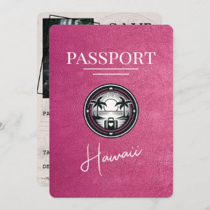 Save The Date Passeport de Magenta Pink Hawaii Enregistrer La Da