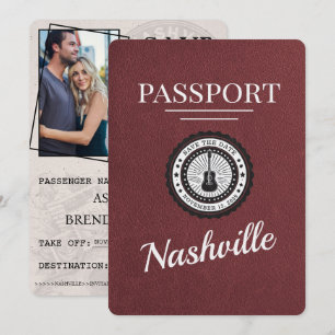 Save The Date Passeport De Nashville En Bourgogne Lumière Enregi