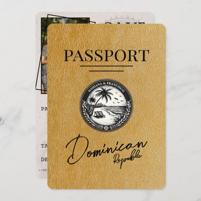 Save The Date Passeport de République Dominicaine Gold (Devant / Derrière)