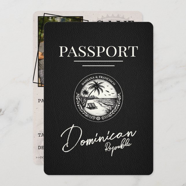 Save The Date Passeport de République Dominicaine Noire (Devant / Derrière)