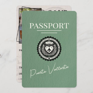 Save The Date Passeport de Sage Green Puerta Vallarta