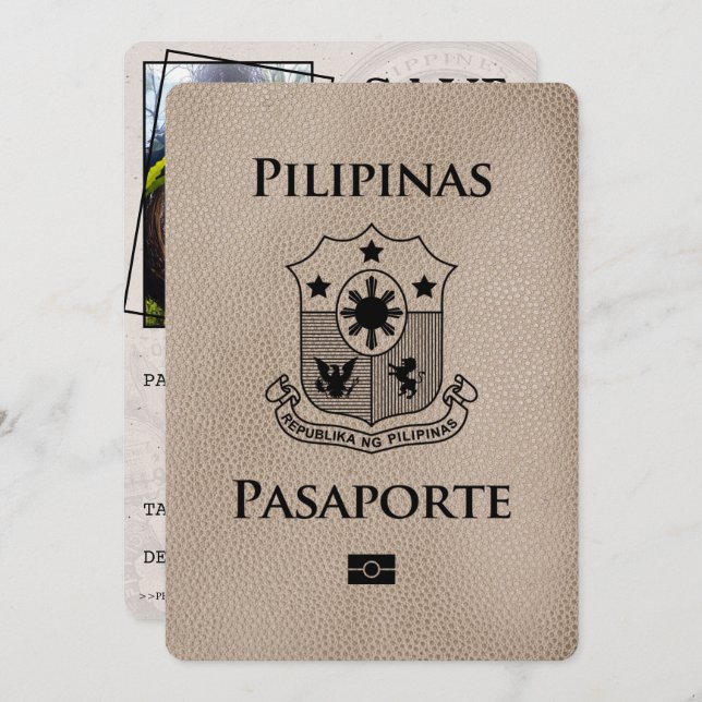 Save The Date Passeport Des Philippines Beige Enregistrer La Dat (Devant / Derrière)