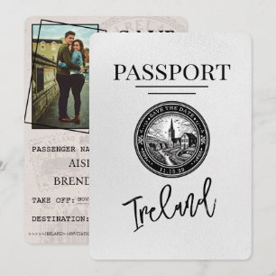 Save The Date Passeport D'Irlande Blanche Enregistrer La Date