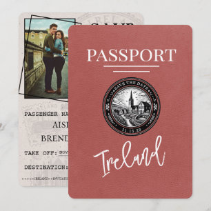 Save The Date Passeport D'Irlande De Bourgogne Lumière Enregistr