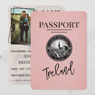 Save The Date Passeport D'Irlande Rose Enregistrer La Date