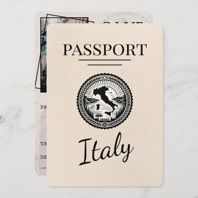 Save The Date Passeport d'Italie (Devant / Derrière)