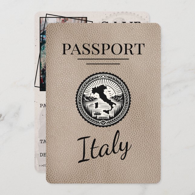 Save The Date Passeport d'Italie beige (Devant / Derrière)