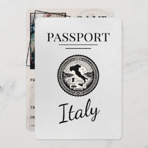 Save The Date Passeport d'Italie blanche