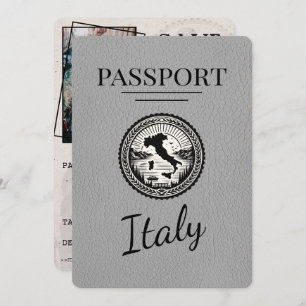 Save The Date Passeport d'Italie gris