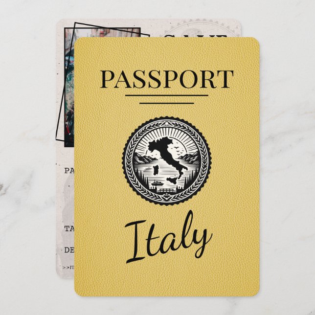 Save The Date Passeport d'Italie jaune (Devant / Derrière)
