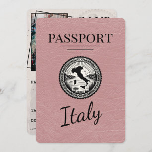 Save The Date Passeport d'Italie Rose Dusty