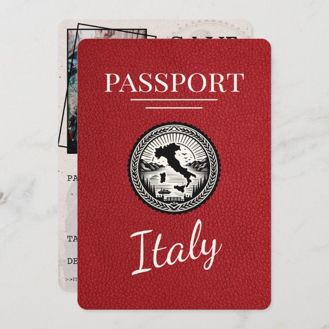 Save The Date Passeport d'Italie rouge (Devant / Derrière)